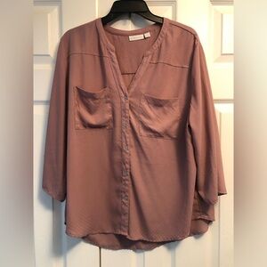 New York & Company Dusty Purple Button-Down Shirt